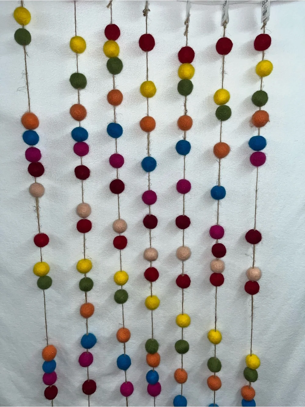 Multicolor Felt Holiday Ball Garland in Rainbow Colors - 7 Strands!